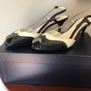 Ralph Lauren peep toe spectator pumps